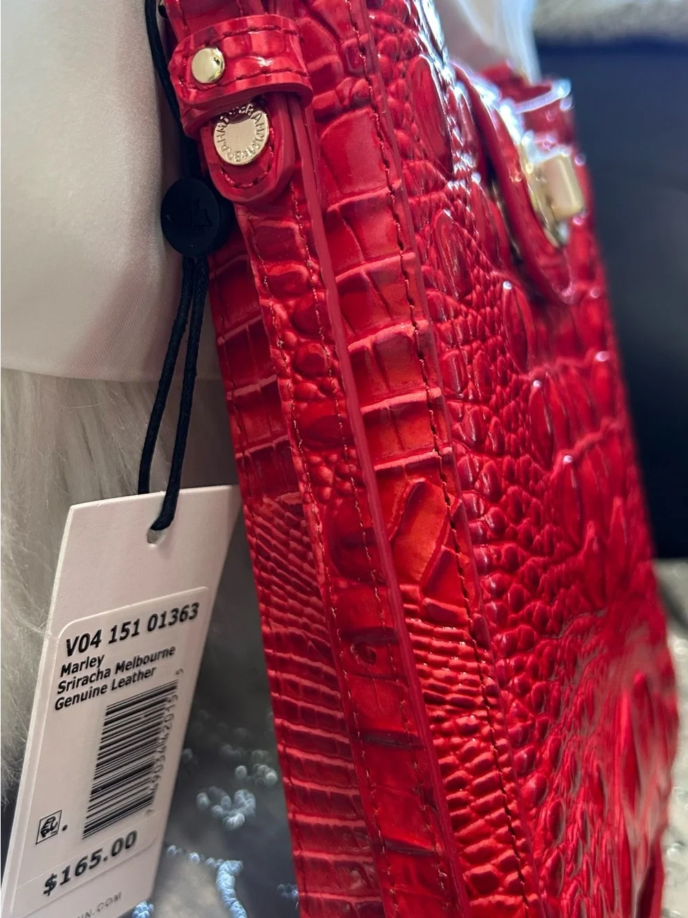NWT Brahmin, Sm Sriracha Red Melbourne Marley Croco-Embossed Crossbody